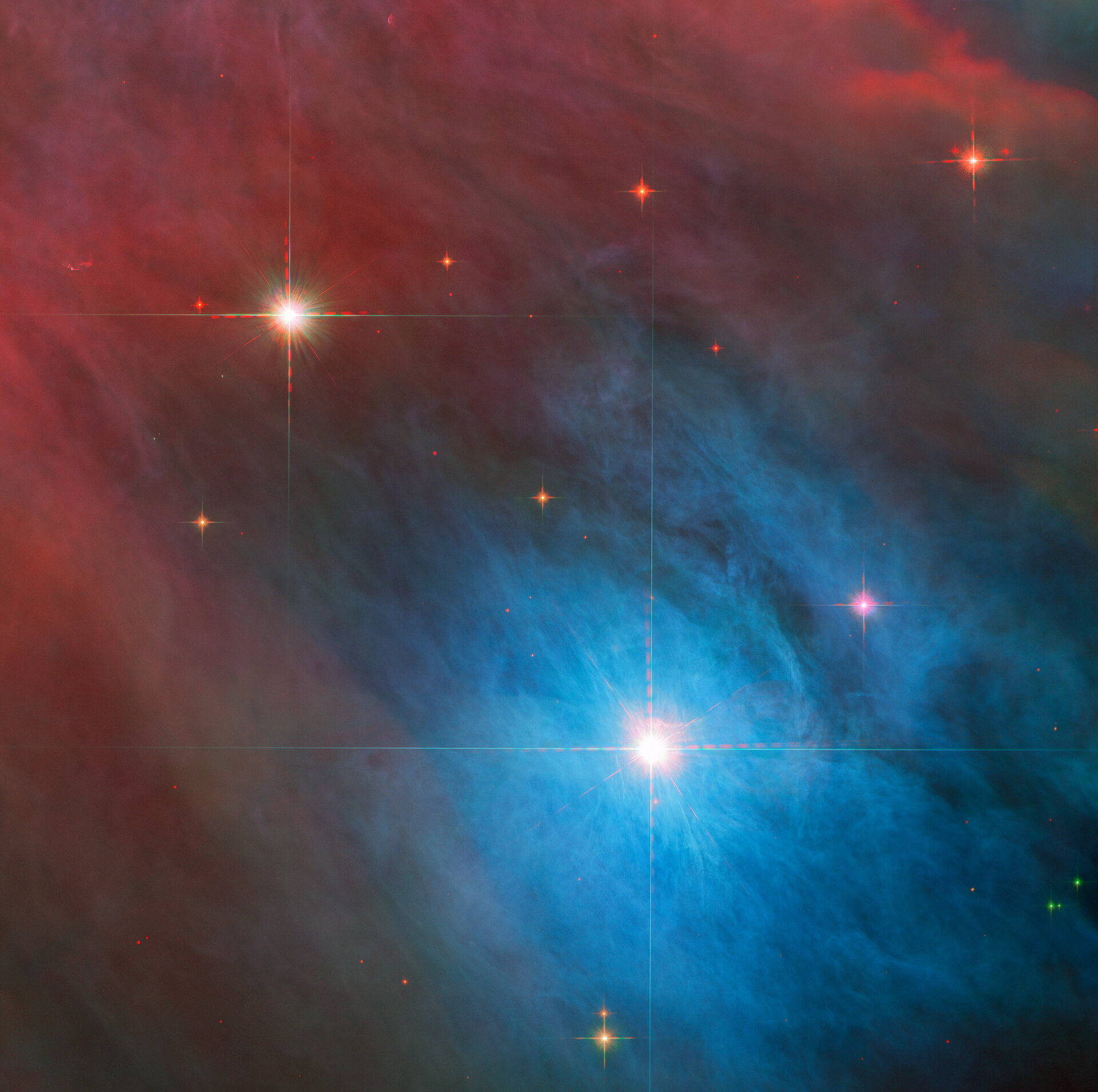 Tempestuous young stars in Orion pillars
