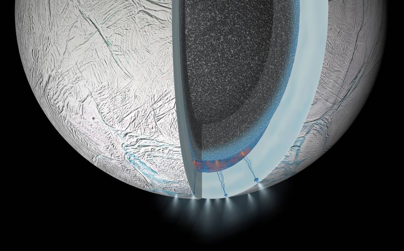 Los granos de hielo emitidos por lunas extraterrestres podrían llevar señales de vida